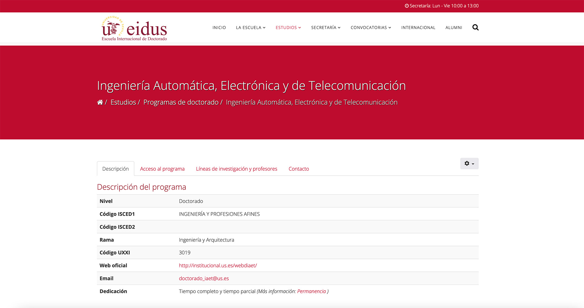 Doctorado en Ingeniería Automática, Electrónica y Telecomunicación | ETSi Sevilla
